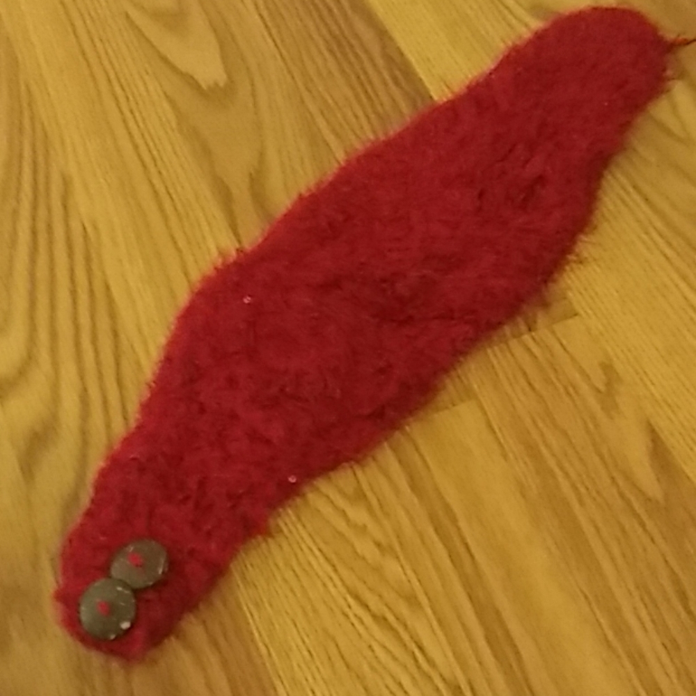 Red ear warmer headband